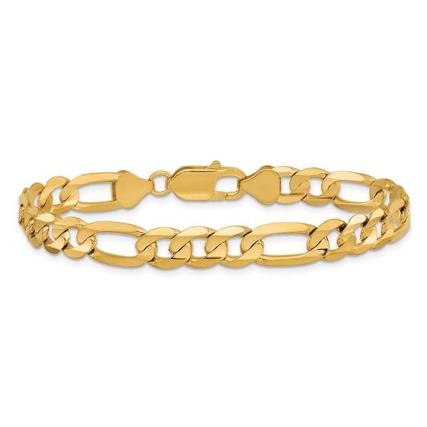 10KT Yellow Gold 8-inch 7.5MM Lobster Clasp Figaro Bracelet