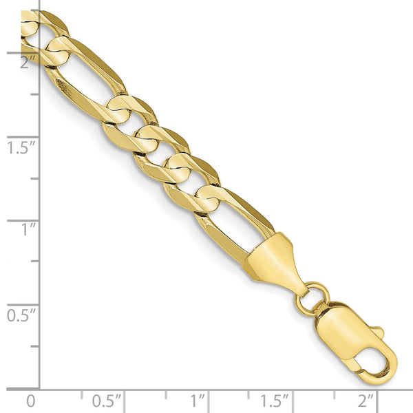 10KT Yellow Gold 8-inch 7.5MM Lobster Clasp Figaro Bracelet