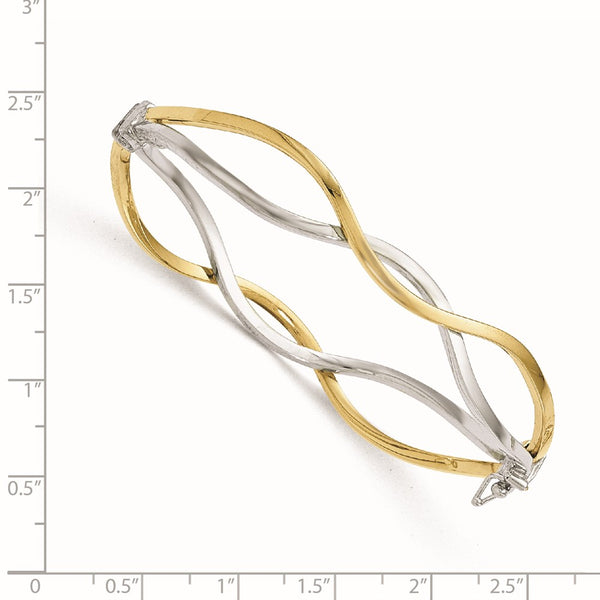 10KT Yellow Gold With Rhodium Plating 7-inch 15MM Hinged Bangle Bracelet