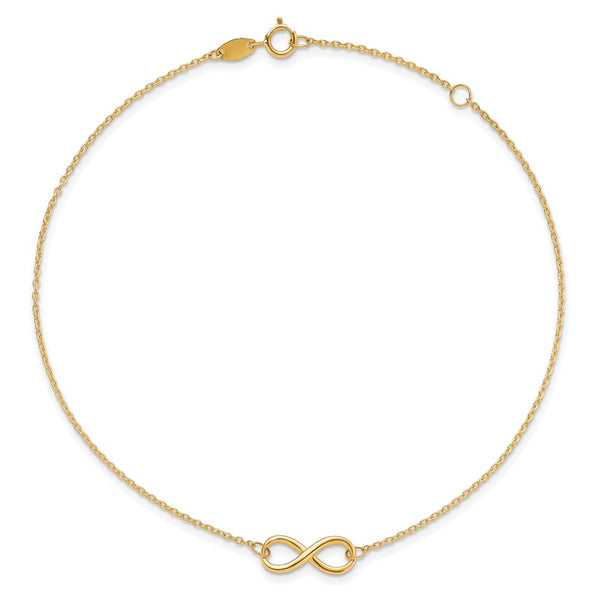 10KT Yellow Gold 9" Infinity Anklet