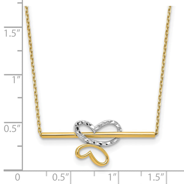 10KT Yellow Gold With Rhodium Plating 18-inch Diamond-cut Butterfly Necklace