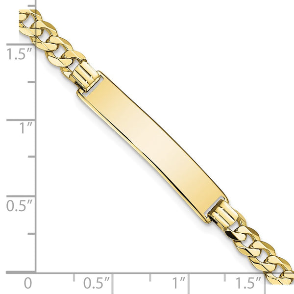 10KT Yellow Gold 8-inch 6.4MM Flat Curb ID Bracelet