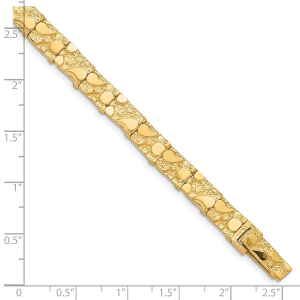 10KT Yellow Gold 7-inch 7MM Nugget Bracelet