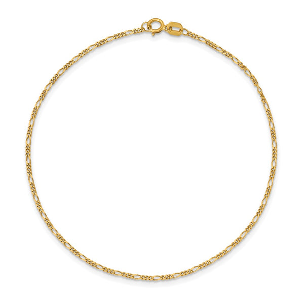 10KT Yellow Gold 7-inch 1.25MM Flat Figaro Bracelet