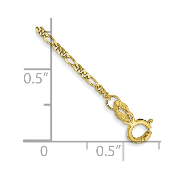 10KT Yellow Gold 7-inch 1.25MM Flat Figaro Bracelet