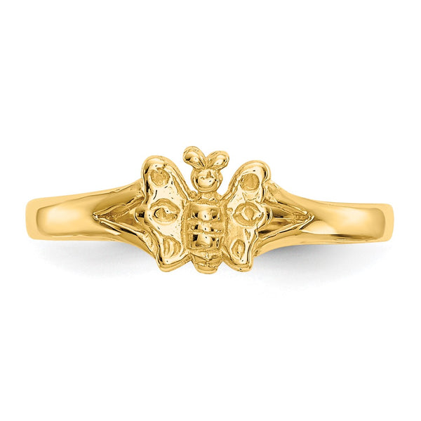 10KT Yellow Gold Butterfly Childrens Ring; Size 2