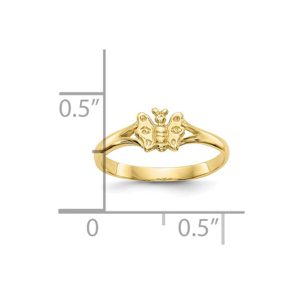 10KT Yellow Gold Butterfly Childrens Ring; Size 2