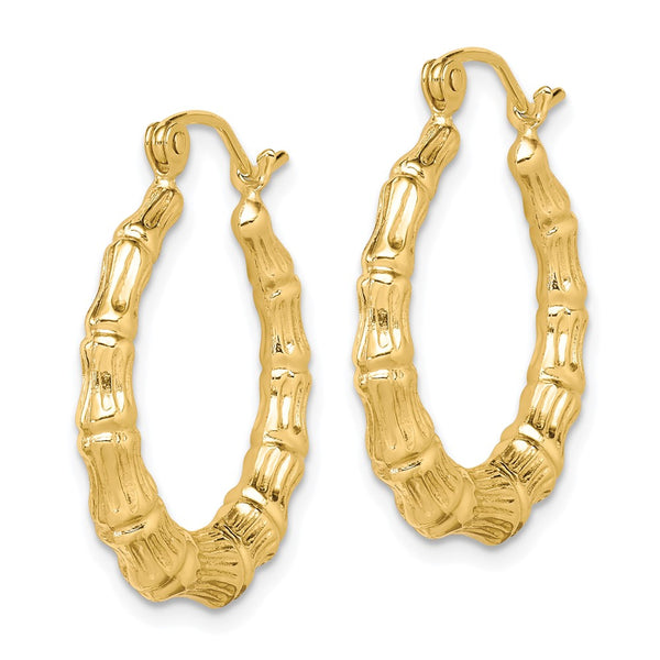 10KT Yellow Gold 15X2MM Hoop Bamboo Earrings