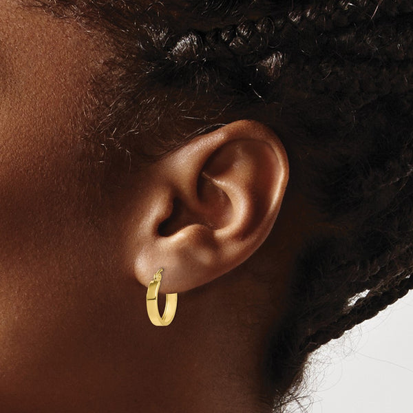 10KT Yellow Gold 3X15MM Hoop Earrings