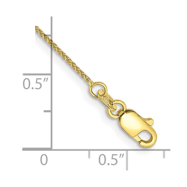 10KT Yellow Gold 10-inch 0.8MM Spiga Link Anklet