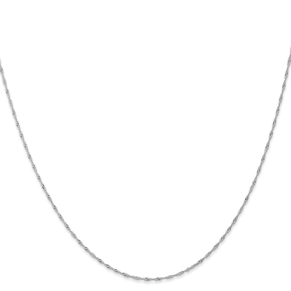 14KT White Gold 16-inch 1MM Singapore Pendant Chain