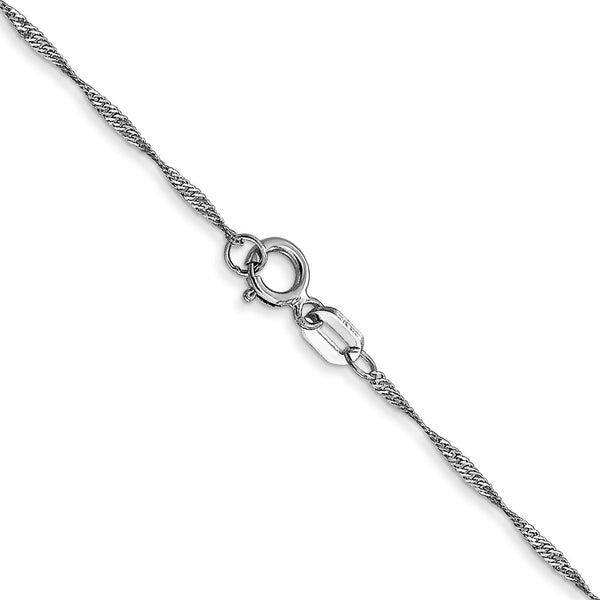 14KT White Gold 16-inch 1MM Singapore Pendant Chain