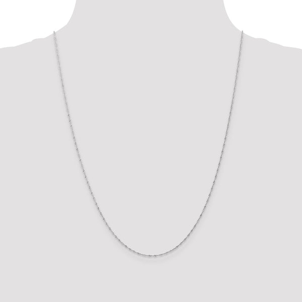 14KT White Gold 24-inch 1MM Singapore Pendant Chain