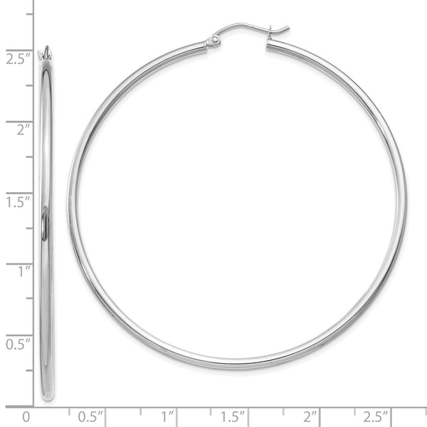 10KT White Gold 56X2MM Hoop Earrings