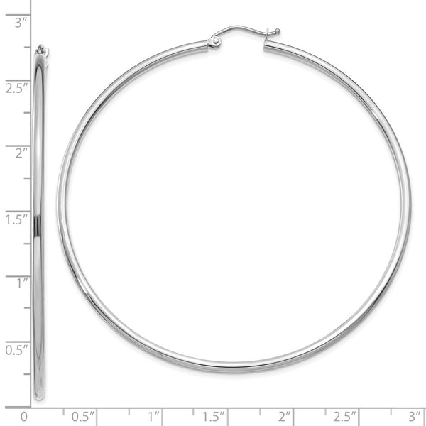 10KT White Gold 60X2MM Hoop Earrings