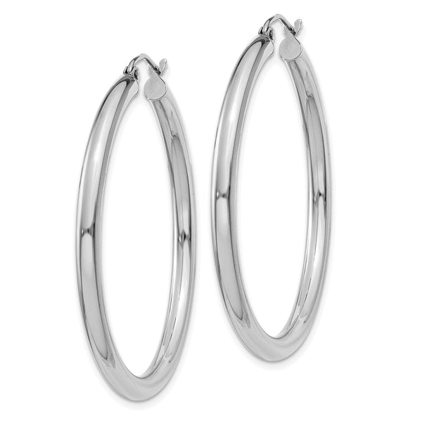 10KT White Gold 35X3MM Hoop Earrings