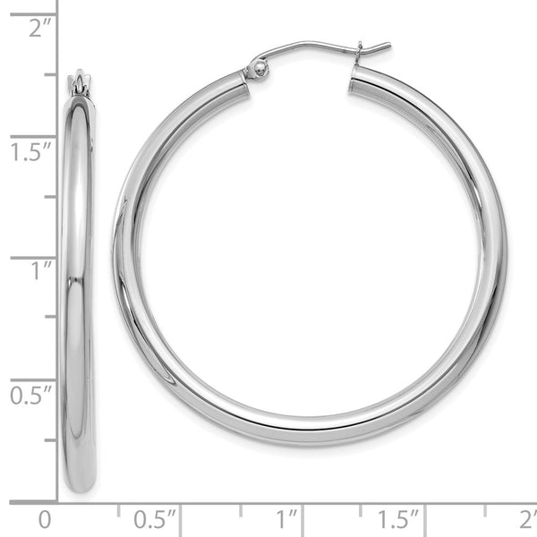 10KT White Gold 35X3MM Hoop Earrings