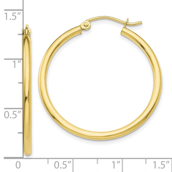 10KT Yellow Gold 26X2MM Hoop Earrings