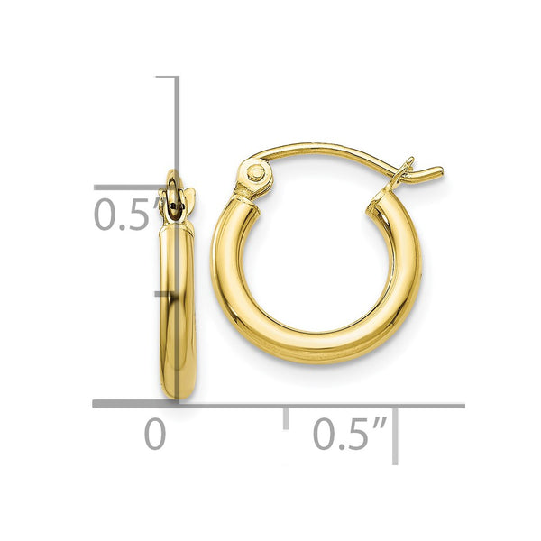 10KT Yellow Gold 9X2MM Hoop Earrings