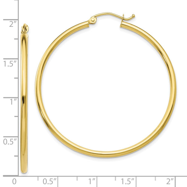 10KT Yellow Gold 42X2MM Hoop Earrings