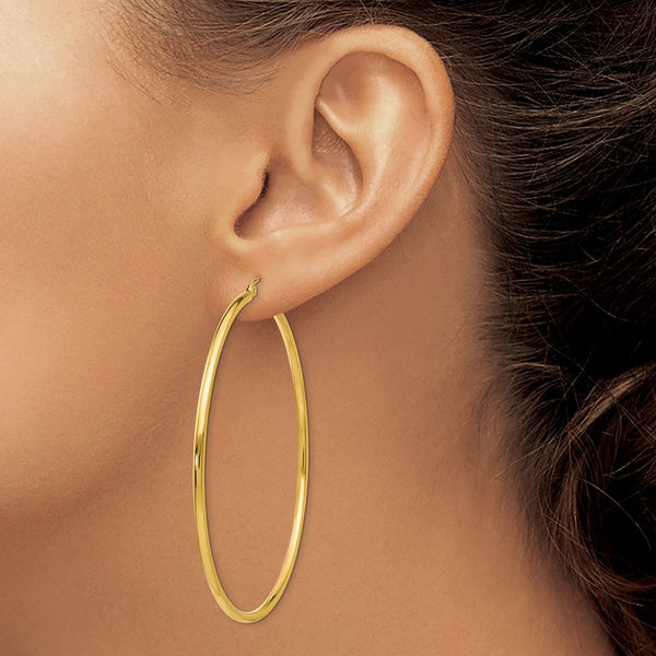 10KT Yellow Gold 55X2MM Hoop Earrings