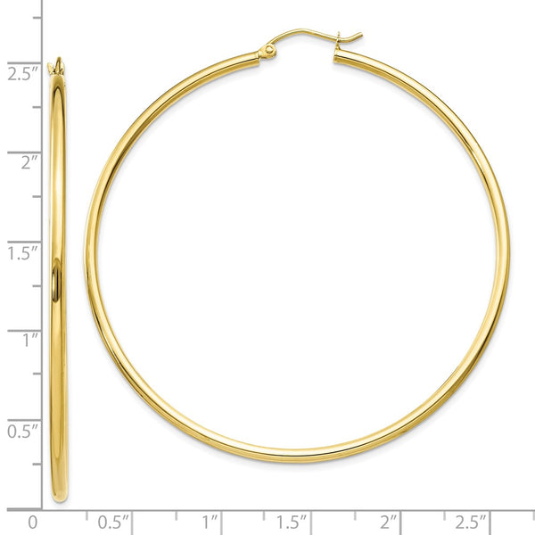 10KT Yellow Gold 55X2MM Hoop Earrings