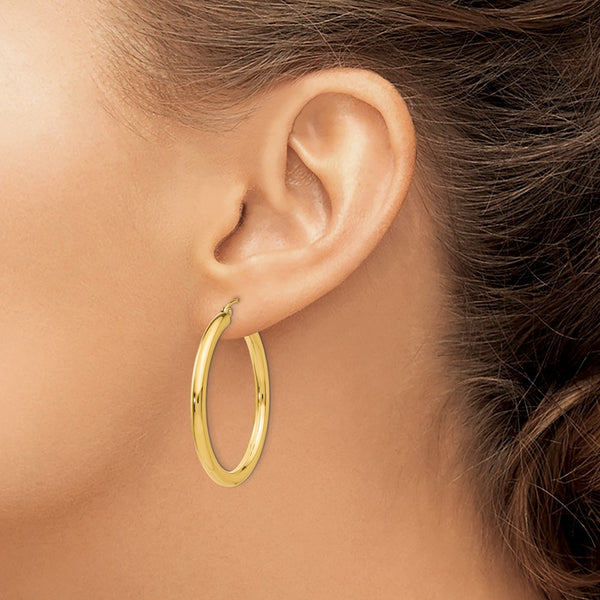 10KT Yellow Gold 30X3MM Hoop Earrings