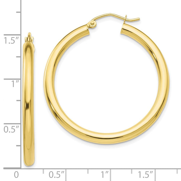 10KT Yellow Gold 30X3MM Hoop Earrings