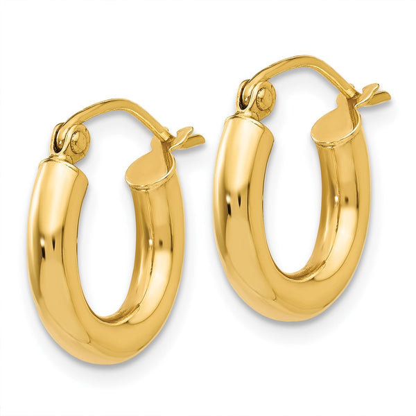 10KT Yellow Gold 9X3MM Hoop Earrings