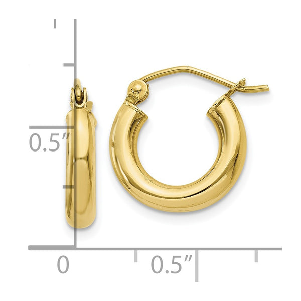 10KT Yellow Gold 9X3MM Hoop Earrings