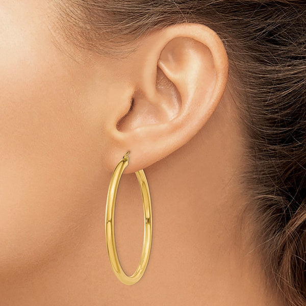 10KT Yellow Gold 40X3MM Hoop Earrings