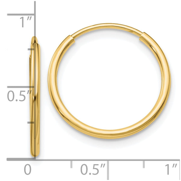 10KT Yellow Gold 20X1.2MM Endless Hoop Earrings