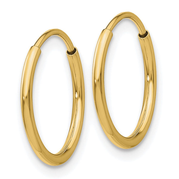 10KT Yellow Gold 15X1.2MM Endless Hoop Earrings