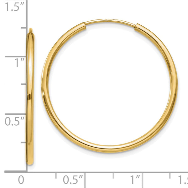 10KT Yellow Gold 30X1.2MM Endless Hoop Earrings