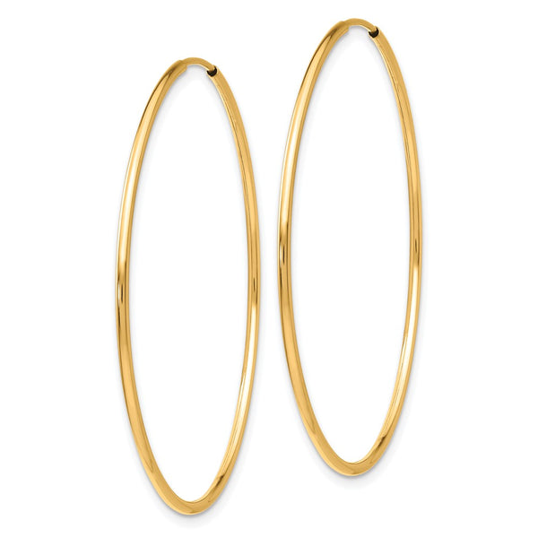 10KT Yellow Gold 42X1.2MM Endless Hoop Earrings