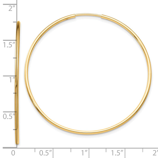 10KT Yellow Gold 42X1.2MM Endless Hoop Earrings