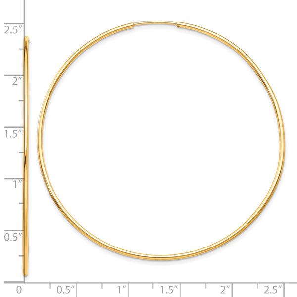 10KT Yellow Gold 58X1.2MM Endless Hoop Earrings