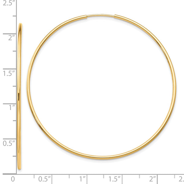 10KT Yellow Gold 54X1.2MM Endless Hoop Earrings