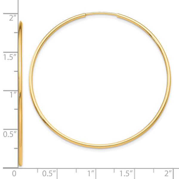 10KT Yellow Gold 45X1.2MM Endless Hoop Earrings