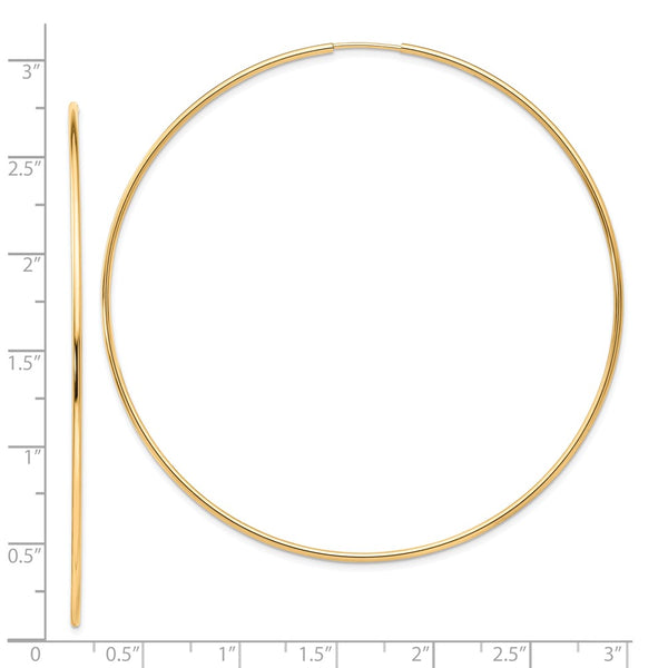 10KT Yellow Gold 68X1.2MM Endless Hoop Earrings