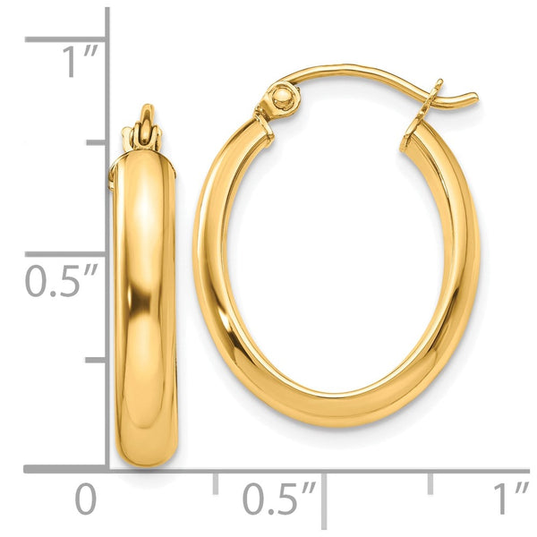 10KT Yellow Gold 24X17MM Hoop Earrings