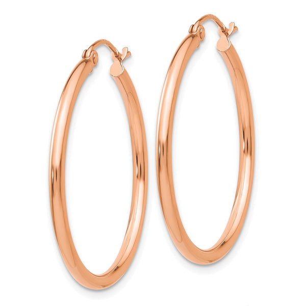 10KT Rose Gold 30X2MM Hoop Earrings