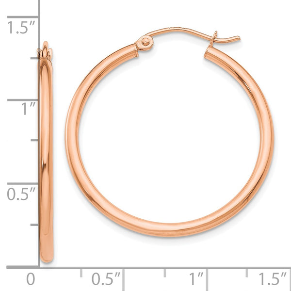 10KT Rose Gold 30X2MM Hoop Earrings