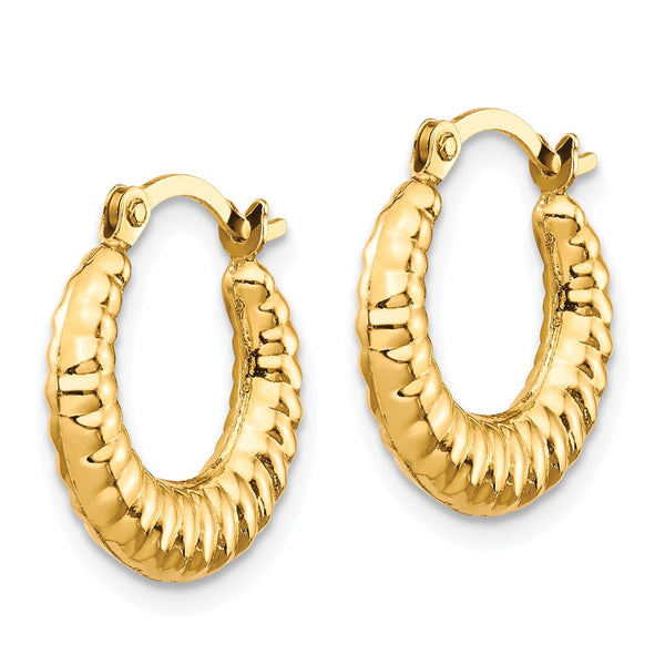 10KT Yellow Gold 15MM Hoop Scalloped Earrings