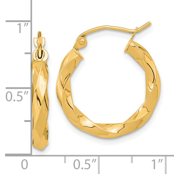 10KT Yellow Gold 20X3MM Twist Hoop Earrings