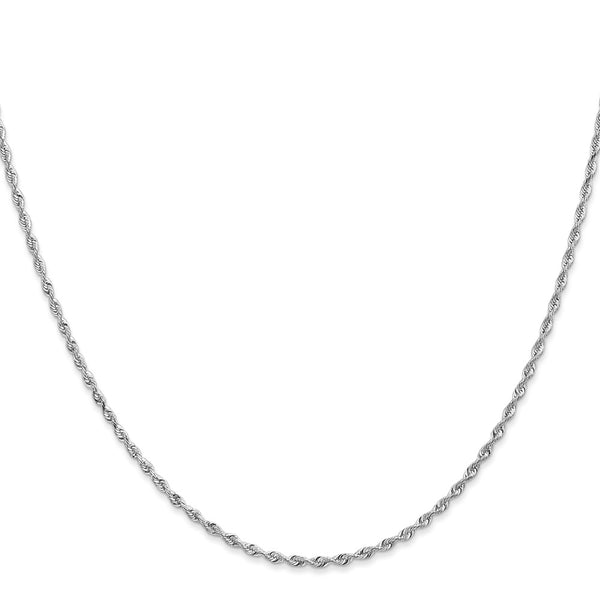 10KT White Gold 22-inch 1.85MM Diamond-cut Rope Chain