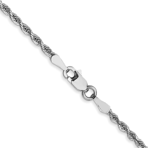 10KT White Gold 16-inch 2MM Diamond-cut Rope Chain