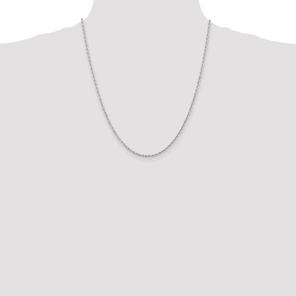 10KT White Gold 22-inch 2.25MM Diamond-cut Rope Chain