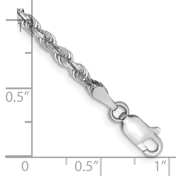 10KT White Gold 7-inch 3MM Diamond-cut Rope Bracelet