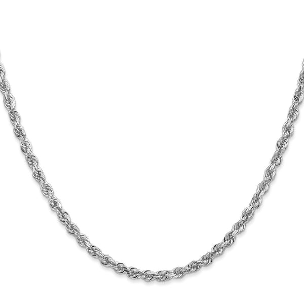 10KT White Gold 18-inch 3.35MM Diamond-cut Rope Chain